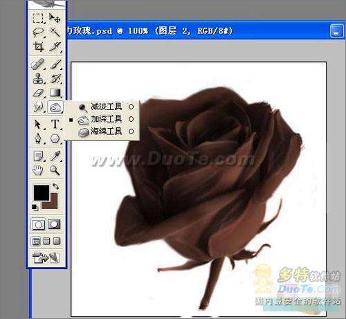 Photoshop教程：涂抹工具制作诱人巧克力玫瑰
